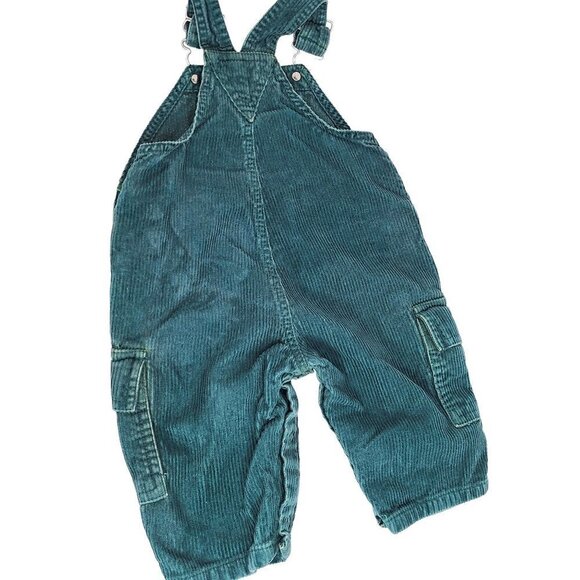 Vintage Old Navy Forest Green Corduroy Overall Pants 3-6 months - Picture 2 of 7
